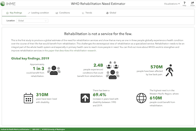 WHO Rehabilitation Need Estimator key findings.