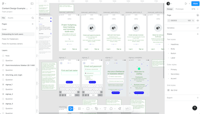 Figma mock-up of content design for the JobPay payment app.